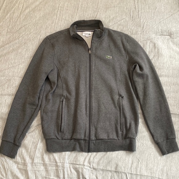 Mint grey full-zip Lacoste sweater - Picture 1 of 2